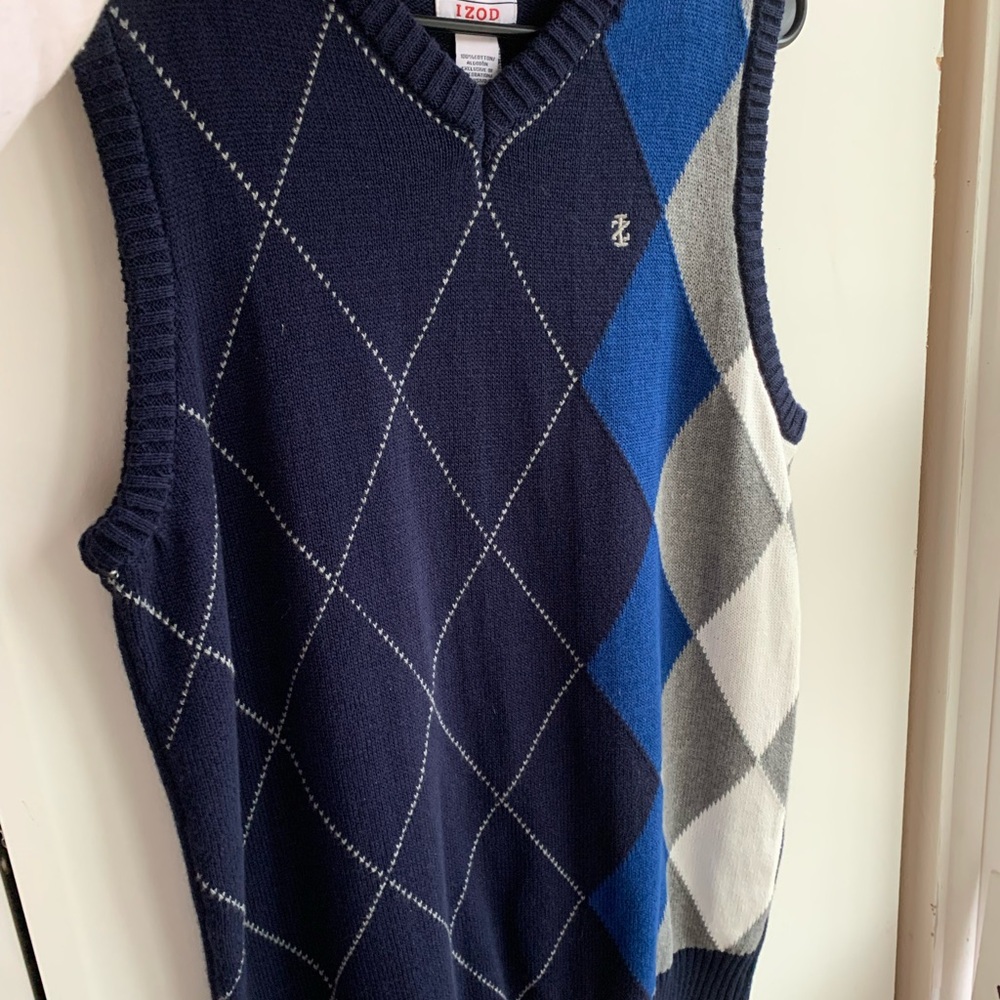 Izod XL 18/20 Men's V-Neck Argyle Sweater Vest - 100% Cotton